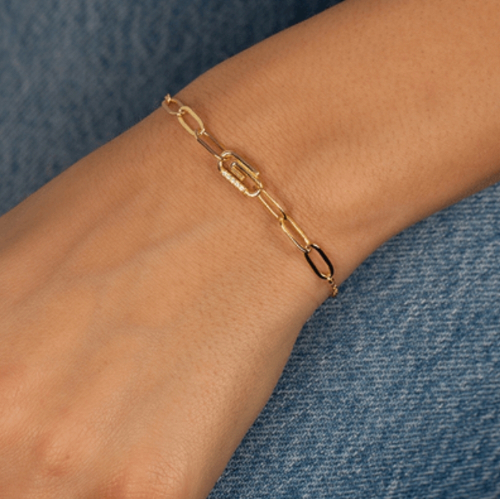 🎁 Adina Eden Pave Safety Pin Paperclip Bracelet Christmas Gift!